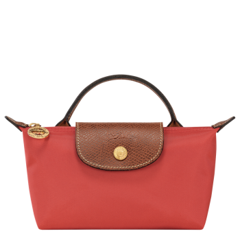 Le Pliage Original Pouch with handle                                                                                                    Tomato - Recycled canvas