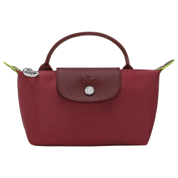 Le Pliage Green Pouch with handle                                                                                                    Pomegranate - Recycled canvas