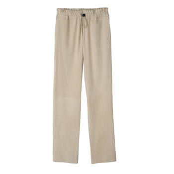 Leather straight pants                                                                                                    Linen - Leather