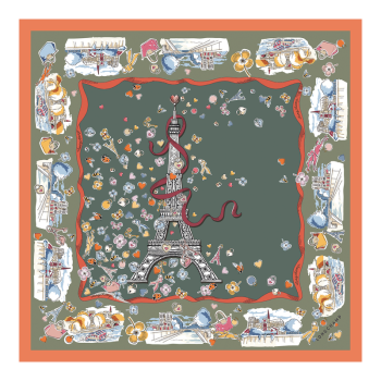 Equestrian Tower Silk scarf 50                                                                                                    Oregano - Silk