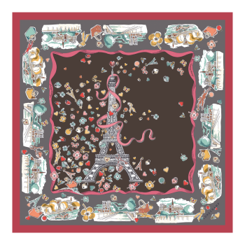 Equestrian Tower Silk scarf 50                                                                                                    Mocha - Silk
