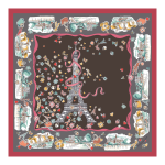 Equestrian Tower Silk scarf 50                                                                                                    Mocha - Silk