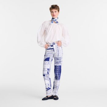 Trousers                                                                                                    Navy - Printed cotton