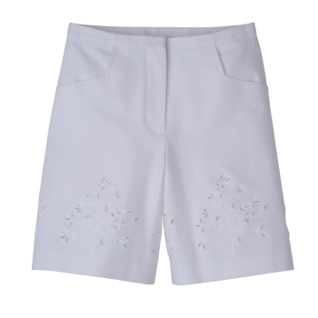 Bermuda shorts                                                                                                    White - Embroidered gabardine
